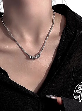 钛钢闪锆圆环吊坠项链冷淡风