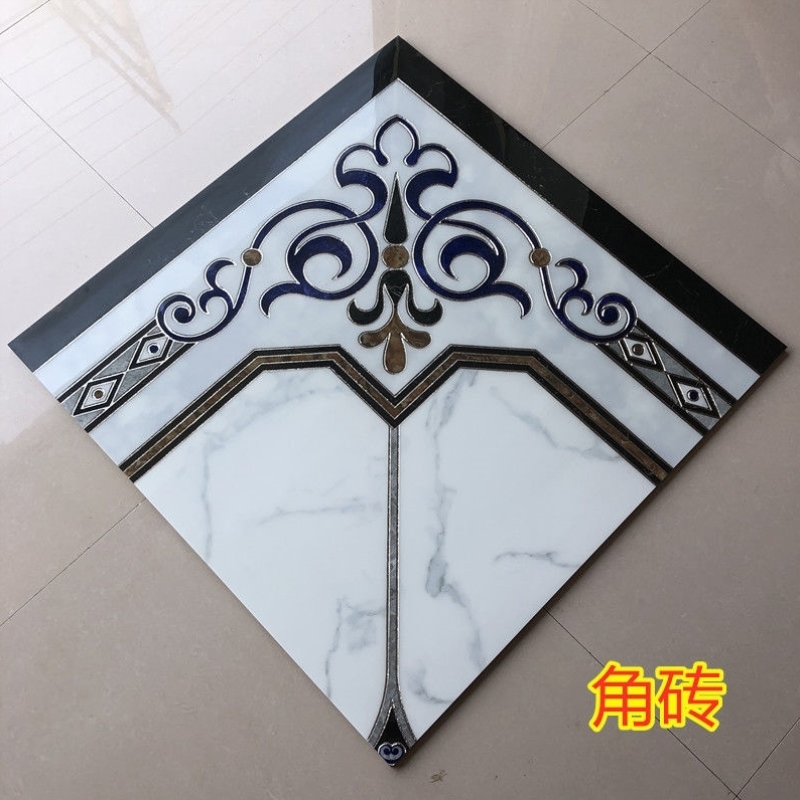 定制欧式客厅K银微晶石拼花瓷砖800X800大厅过道入户玄关地板拼花-图2