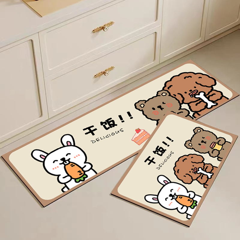 Diatom mud kitchen carpet cartoon cute wear-resistant and scratch-resistant