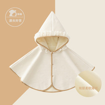 Autumn-winter new cute baby cloak baby even cap cashmere cloister children out for windproof and warm shawl