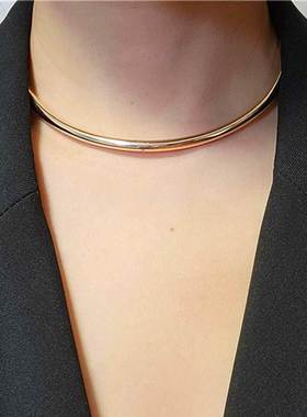 欧美简约铜管金属项圈女项链外贸饰品choker颈圈 necklace women