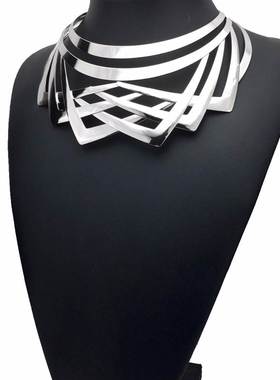 项链2021年新款女金属质感夸张朋克街拍潮人镂空男cosplay项圈