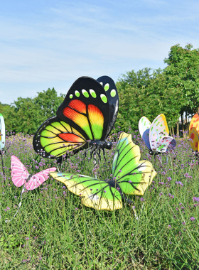 仿真蝴蝶雕塑户外造景别墅庭院花园发光摆件售楼部草坪绿化装饰品