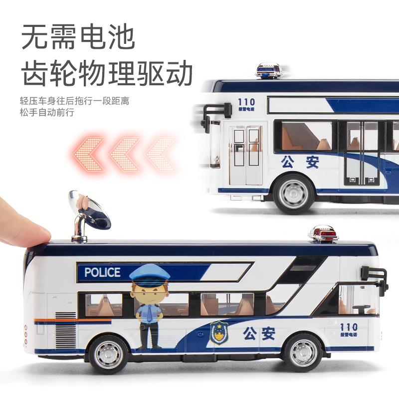 合金双层伦敦公交车玩具男孩儿童大号可开门巴士校车公共汽车模型-图3
