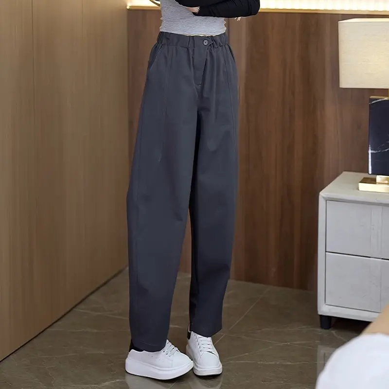 073妖服饰早秋花苞裤子女2025新款长裤花苞腰宽松气球哈伦裤女 - 图3