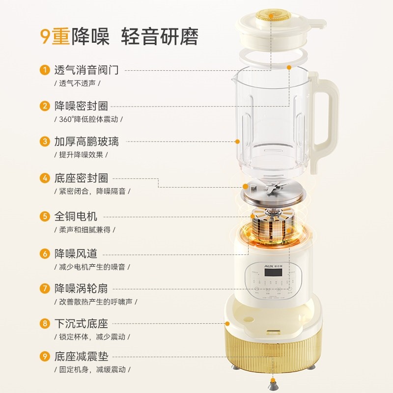 奥克斯水豆分离破壁机家用全自动轻音无渣新款豆浆机多功能免滤静,淘宝优惠券,粉丝福利购,淘宝优惠卷