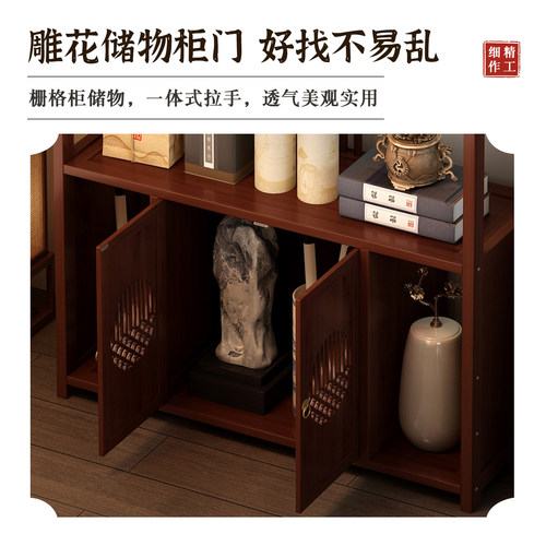 酒柜客厅靠墙红酒架子餐厅酒架葡萄酒收纳架新中式博古架置物架子 - 图2