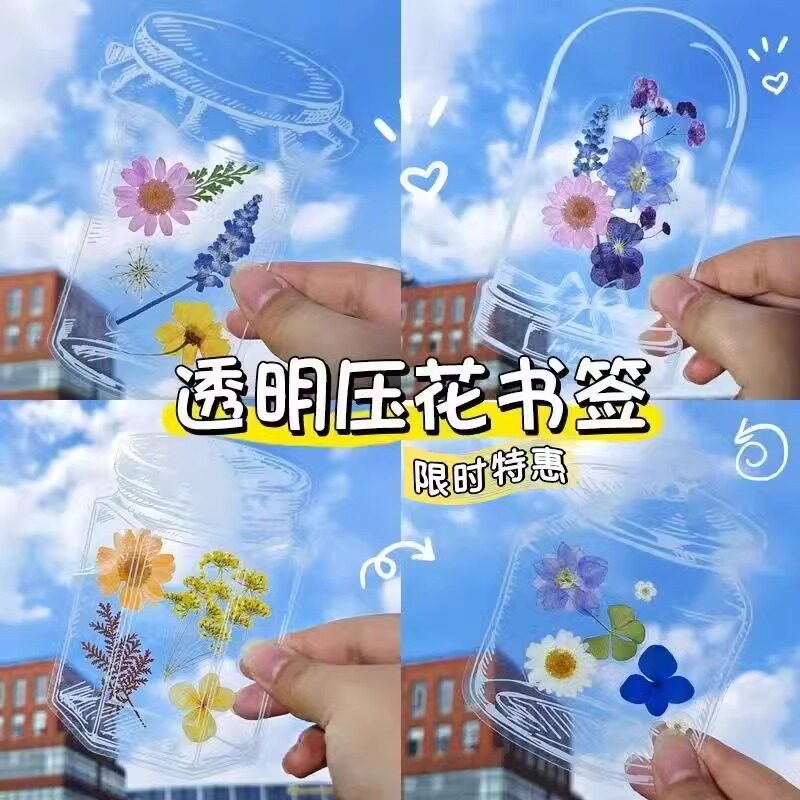 树叶标本塑封膜干花书签瓶子里的春天手工diy材料落叶收集植物透明创意贴纸玻璃瓶叶子袋儿童粘贴画枫叶压花