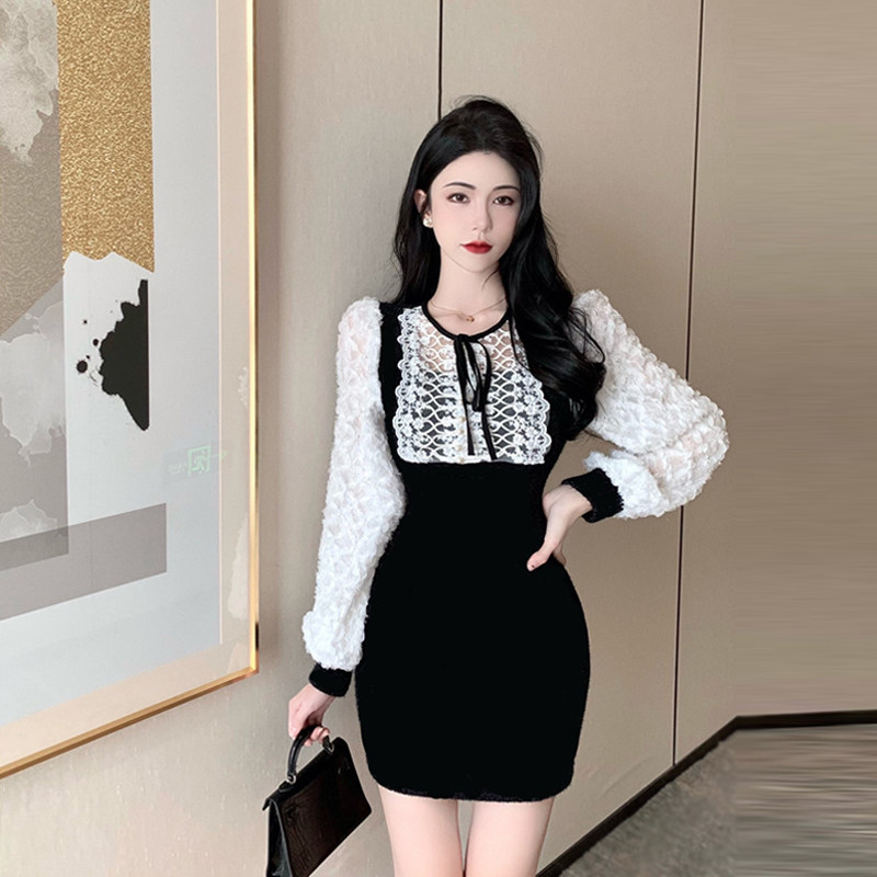 年会洋装小礼服性感紧身包臀法式别致宫廷风高级金丝绒连衣裙秋冬