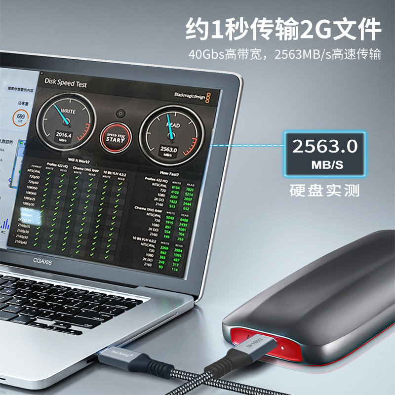 USB4.0双头数据线全功能40Gps充电线type-c两头5K/4K视频线3.2高速闪充100w安卓手机平板电脑投影仪1/2/3/4米-图1