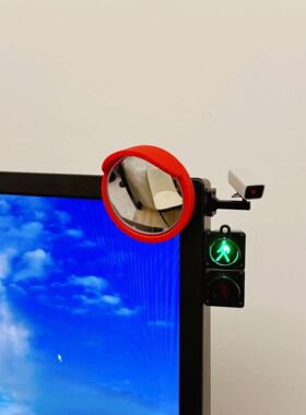 摸鱼神器红绿灯工位凸面镜摆件