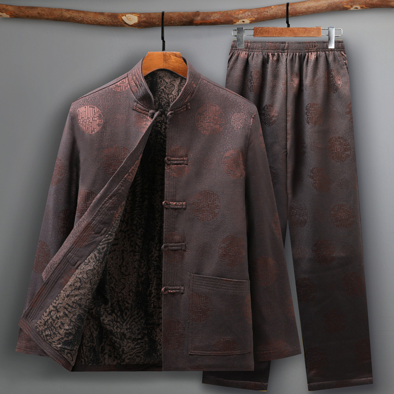 唐装男中老年生日过寿棉服 唐老头唐装