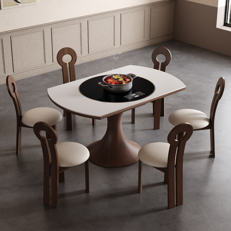 全实木岩板多功能伸缩餐桌椅电磁炉电动暖菜板可圆桌饭桌可配转盘,淘宝优惠券,粉丝福利购,淘宝优惠卷