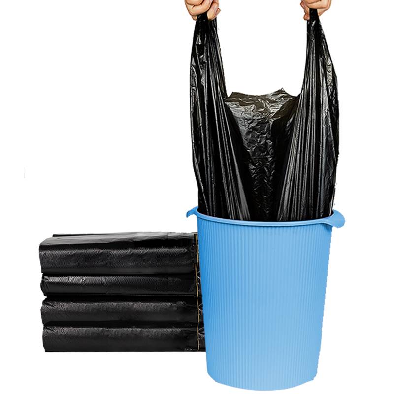 黑色手提式垃圾袋家用加厚中大号背心一次性厨房圾桶塑料袋实惠装 - 图3