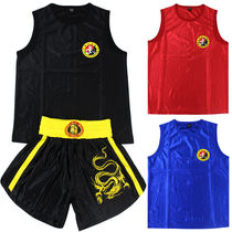 Spin Dragon Embroidered embroidered satin loose beat suit Boxing Suit Shorts Clothing clothing Thai martial arts performance men and women