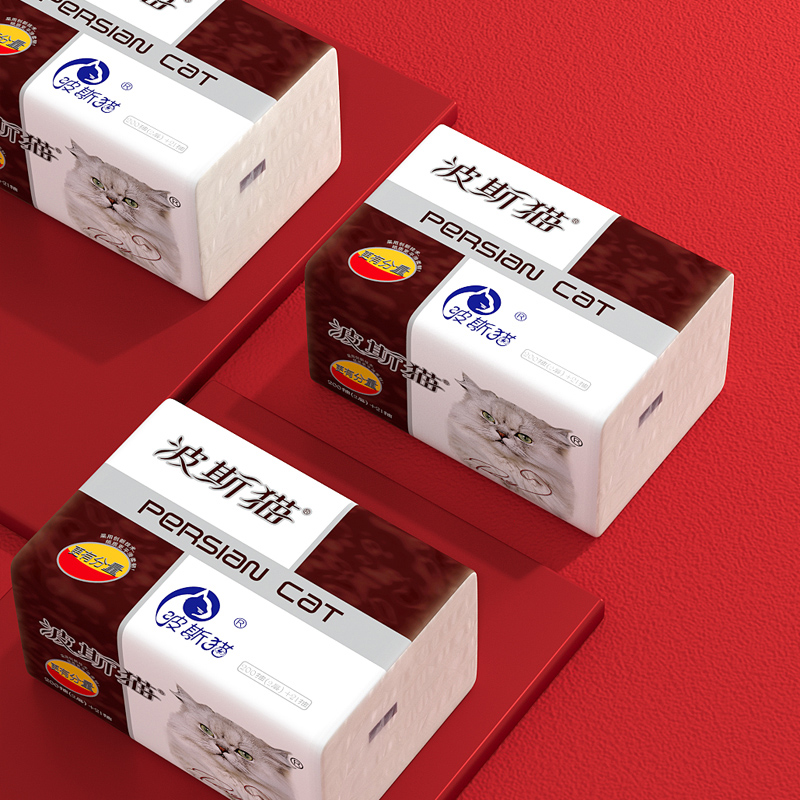 波斯猫442张抽纸餐巾纸80包整箱家用卫生纸实惠装大包纸巾面巾纸