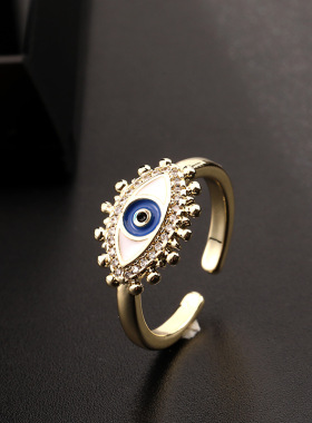 欧美时尚彩色滴油眼睛开口戒指女 Fashion Eyes Open Ring women