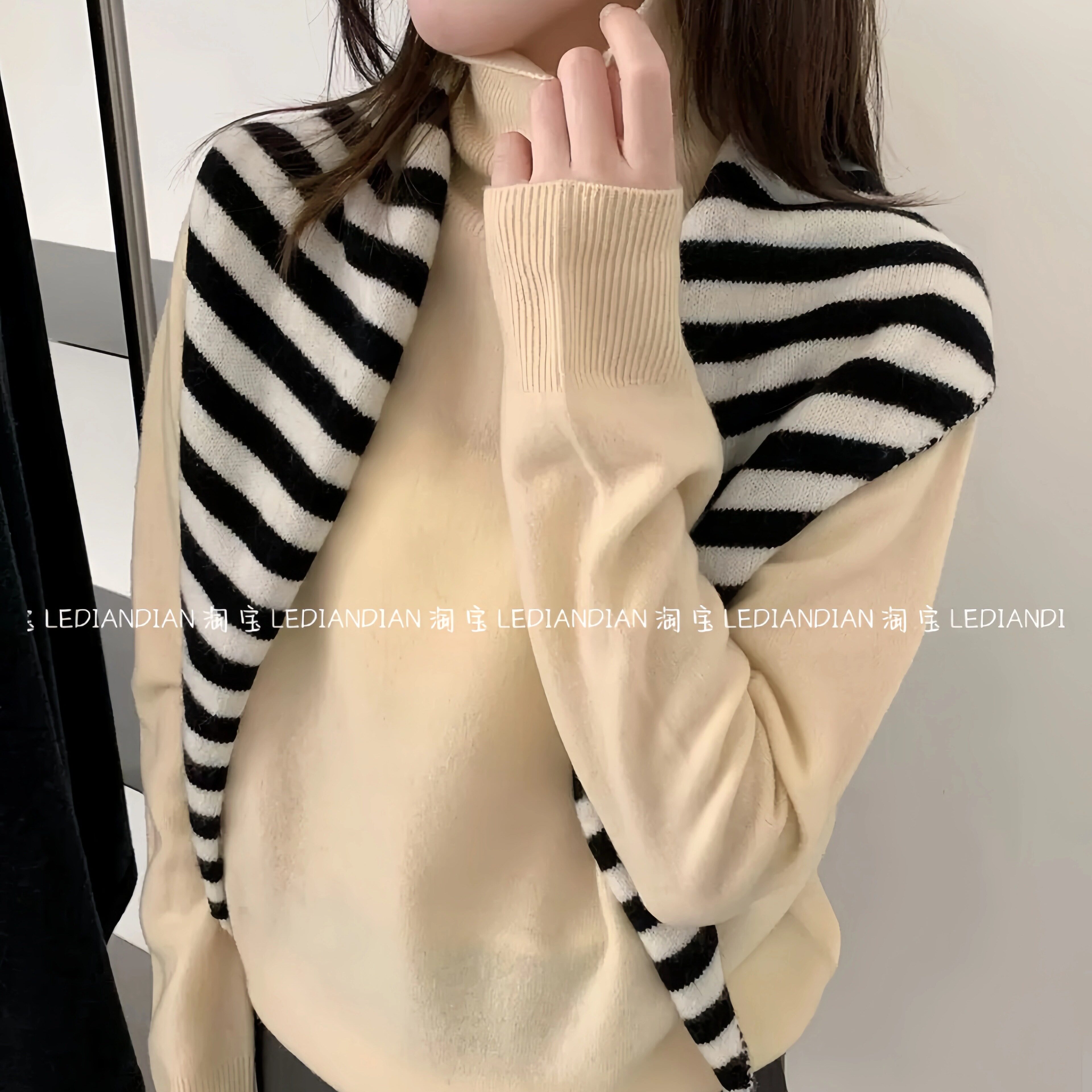 披肩+屁帘+围巾三用款！韩风服饰搭配保暖假领子显瘦叠穿三角巾
