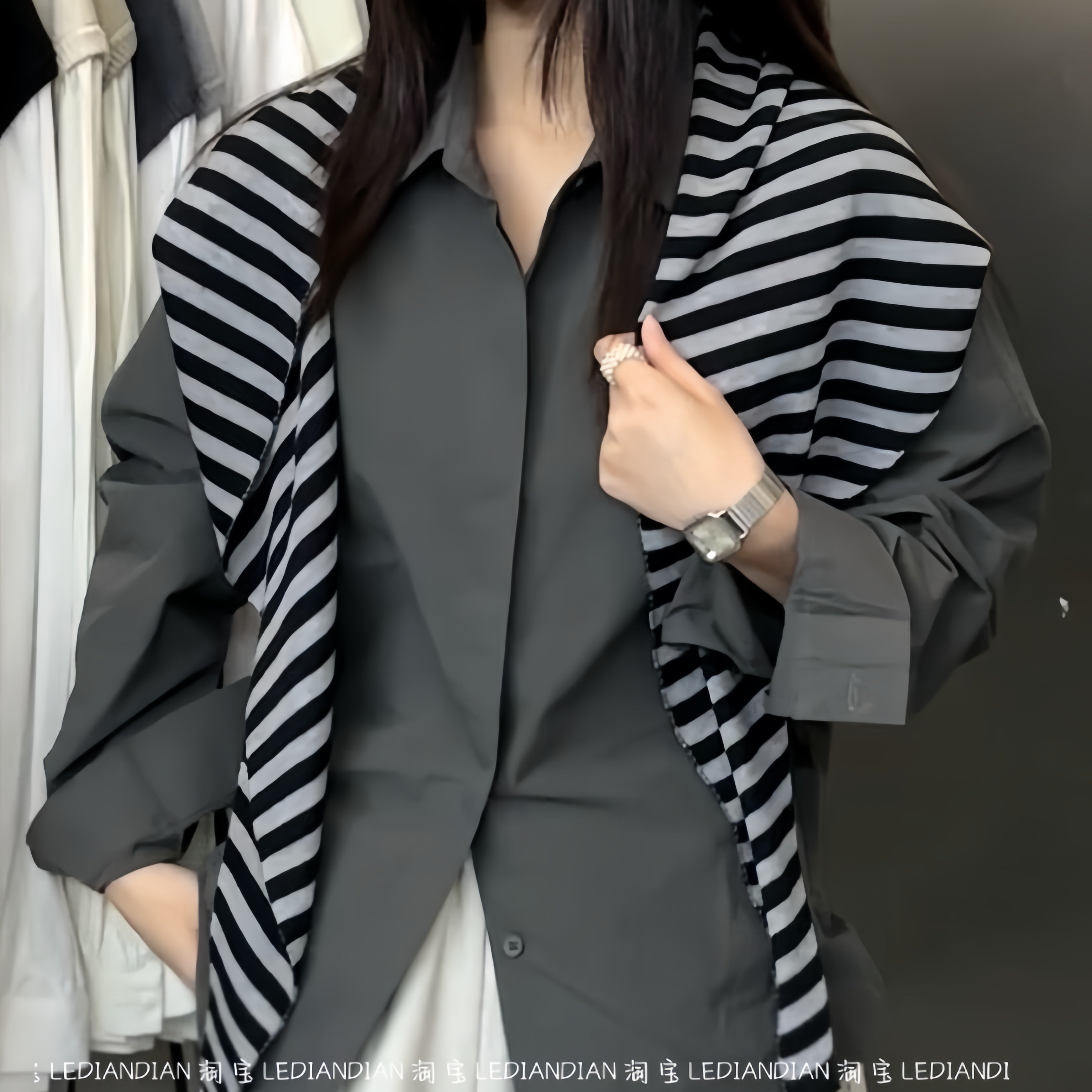 披肩+屁帘+围巾三用款！韩风服饰搭配保暖假领子显瘦叠穿三角巾