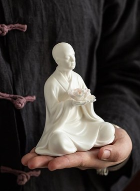 速发中式禅意紫砂小和尚办工创意家居客厅博古架摆公室桌面件艺品