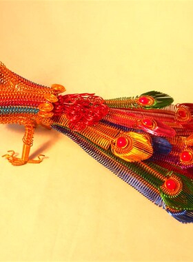 速发铝线手工精品客龙15尾凤凰摆件丝编工艺招财号凤呈祥结婚礼物