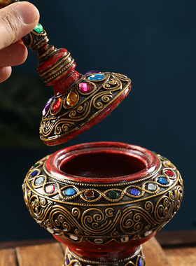 速发泰厅金箔收纳盒南居客式茶几电视柜玄关装饰摆件东家亚工