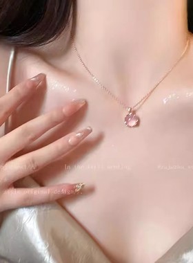 防猫眼石大号圆圈锁骨链女超仙甜美感项链小众设计轻奢颈链配