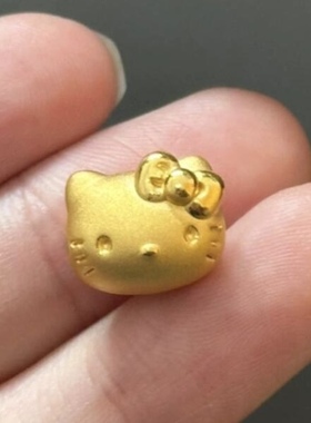 KT黄金kitty猫足金999转运珠手链女纯金手串送女友老婆情人节礼物