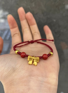 正品黄金999足金在逃公主手链女蝴蝶结送女友老婆七夕情人节礼物