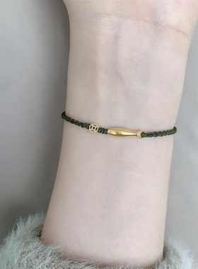 足金999小黄鱼转运珠女黄金年年有鱼手链金鱼 送女友老婆七夕礼物