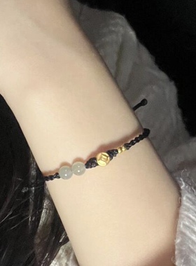 铜钱币古法小金珠999足金黄金纯金手链 送女友老婆七夕情人节礼