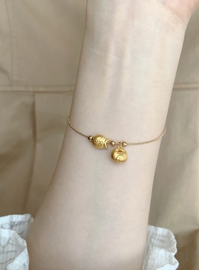 黄金金鱼小胖福新款足金999足金 送女友老婆七夕情人节礼物手链女