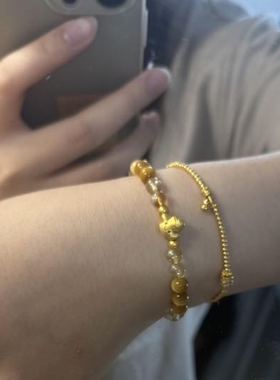 黄金中药养生小生姜转运珠999足金硬金巨财姜至手链女送女友礼物