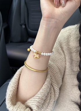 正品新款黄金足金999小木马摇摇马手链 送女友老婆七夕情人节礼物