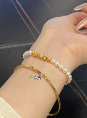 正品新款黄金足金999手链女手串碎金子小金圈 送女友老婆七夕礼物