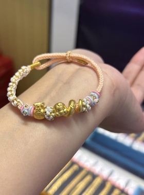 福袋蛇年纯金黄金小金蛇生肖蛇足金999手链女送女友老婆七夕礼物