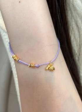 新款滴流黄金足金999手链女手串碎金子小金圈 送女友老婆七夕礼物