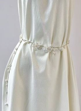 气质名媛风百合花朵项链轻奢时尚高级感小众锁骨链性感身体链腰链