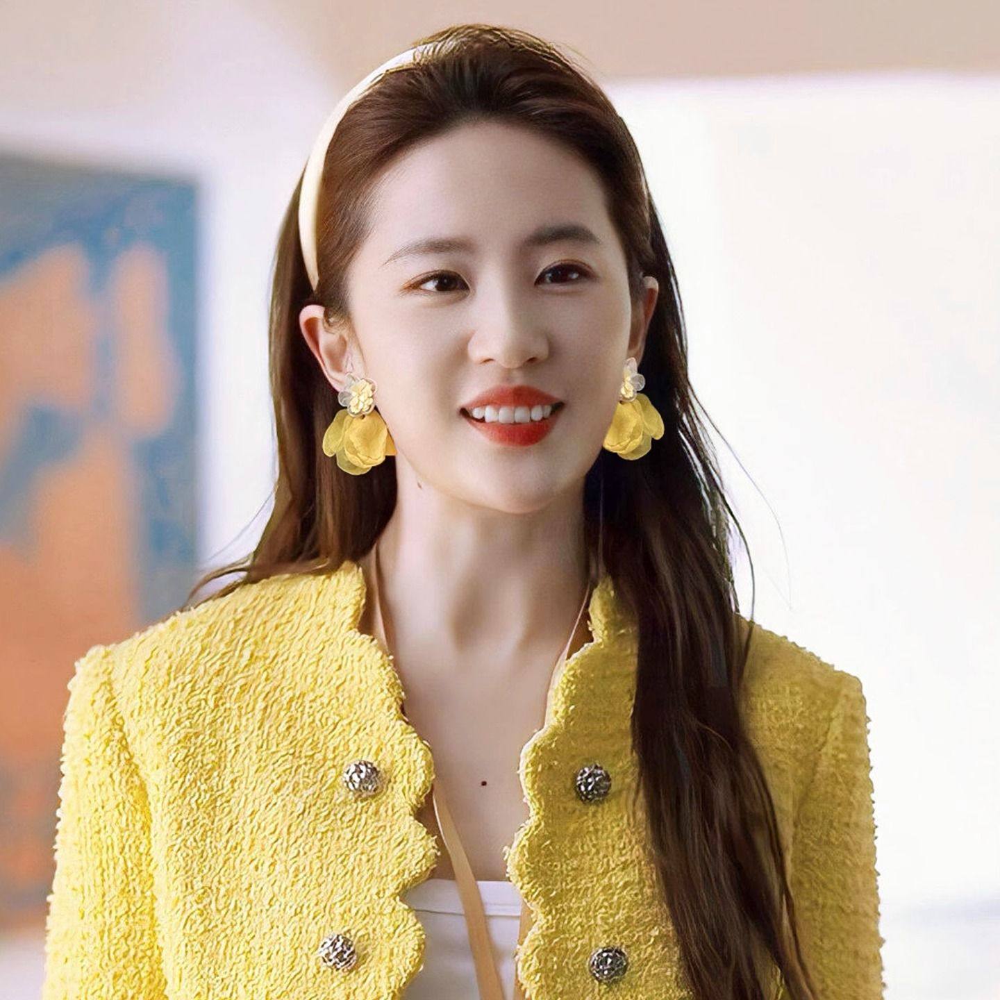 刘亦菲同款黄色网纱花朵耳饰女高级感简约百搭森系适合夏天的耳钉,淘宝优惠券,粉丝福利购,淘宝优惠卷