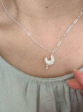 蕾丝月亮项链女小众设计精致轻奢小众锁骨链高级感日常百搭项链