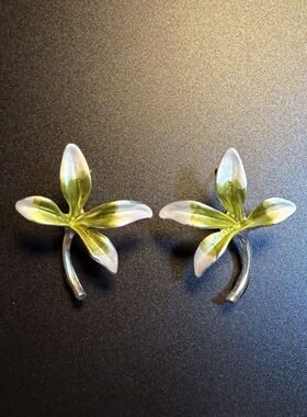 旧时笺 Vintage古着 Spring Leaf百合花朵耳钉耳夹耳饰