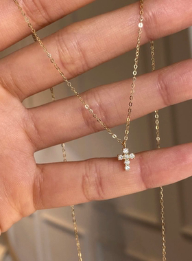 金色十字架项链女迷你简约高级轻奢锁骨链颈链配饰