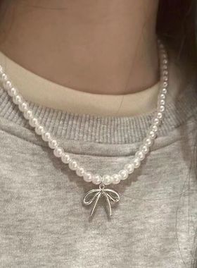 蝴蝶结项链女轻奢小众高级感气质2024年新爆款锁骨链