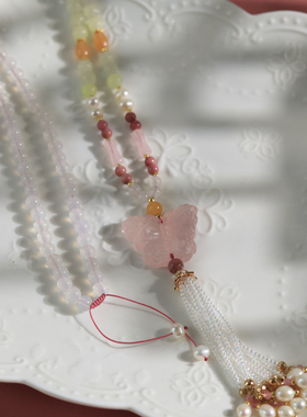 风晚林原创古风头饰诃子裙汉服旗袍搭配长背云流苏璎珞项链初桃