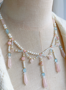 风晚林原创手工古风饰品秋冬明制汉服旗袍搭配流苏短璎珞项链配饰