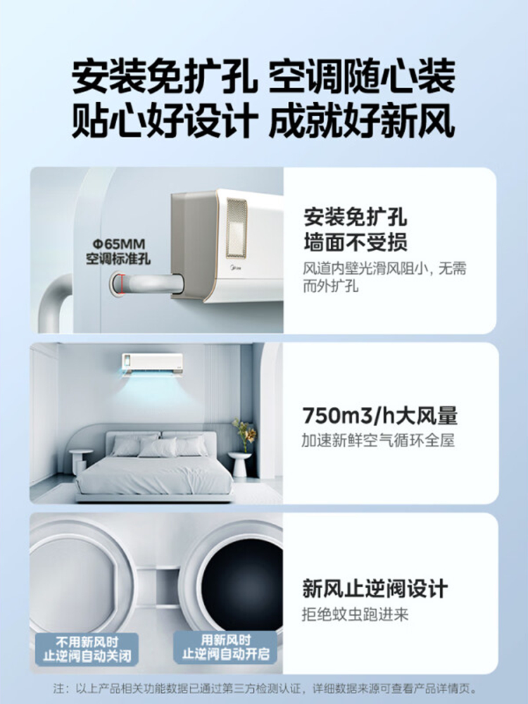 美的静新风空调大1.5匹空气净化新一级能效变频家用挂机官方旗舰