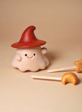 爆款木雕魔法可爱小精灵摆件星星月亮桌面