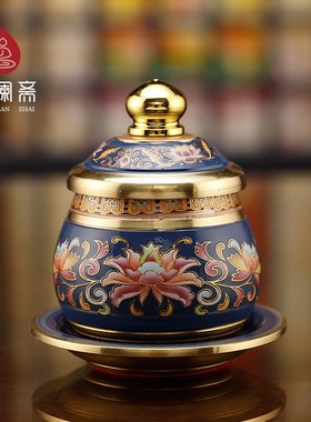 速发纯供供水杯彩铜水杯 佛前供佛杯观音财神净水杯 圣佛家用摆件