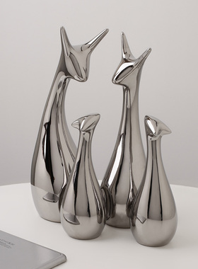 速发贝汉视轻奢酒意家居客厅镀银陶瓷摆件电美柜桌面创柜装饰品小