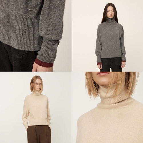 【明星同款】羊织道西芙 100%山羊绒高领毛衣女冬宽松内搭针织衫 - 图2